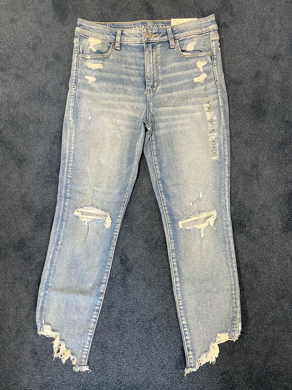 American Eagle Outfitters Light Blue Distressed High-Rise Jegging Crop